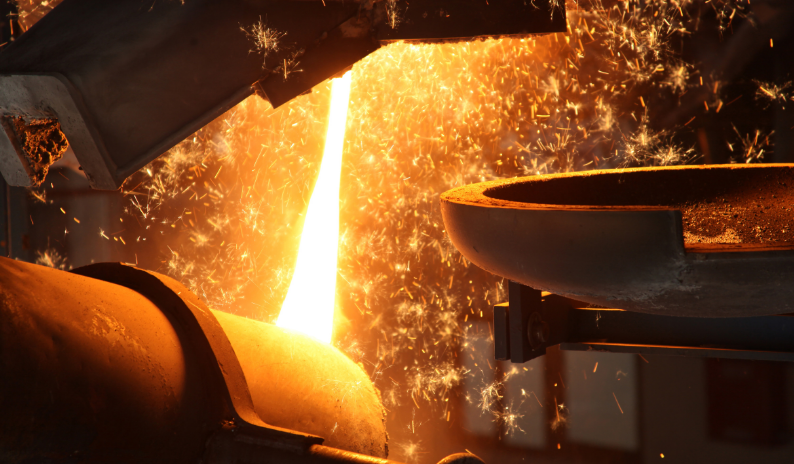 Steel production facilities with blast furnaces, rolling mills, and heavy machinery bolting solutions